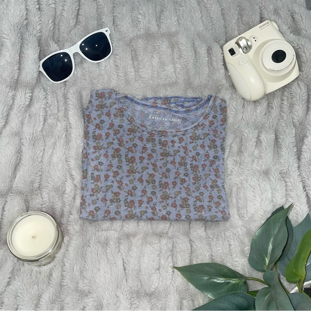 Floral American Eagle Ribbed Tee